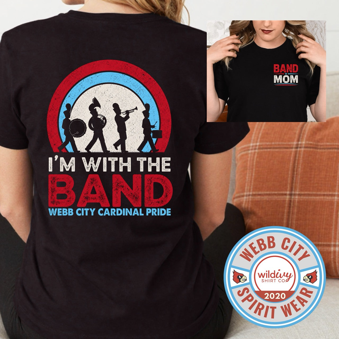 Band Boosters Fundraiser: Webb City I'm With The Band (Front/Back Custom)