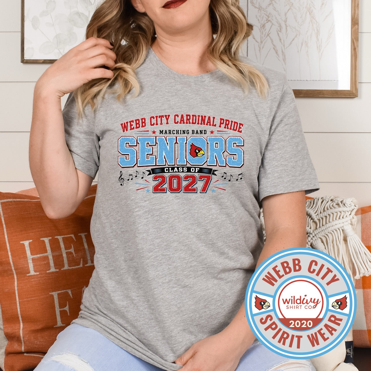 Band Boosters Fundraiser: Webb City 2027 Band Senior on Athletic Heather Grey