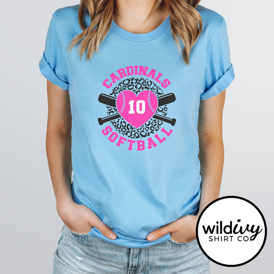 CUSTOM NUMBER Pink Cardinals Softball