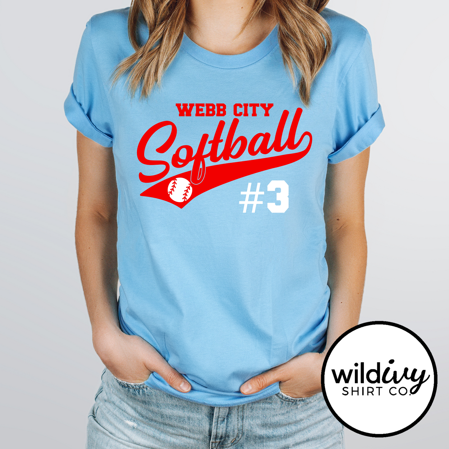 CUSTOM NUMBER Cardinals Softball Red/White