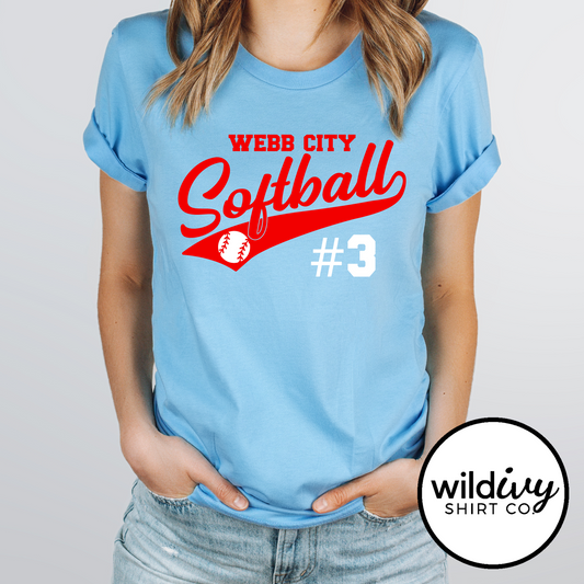CUSTOM NUMBER Cardinals Softball Red/White