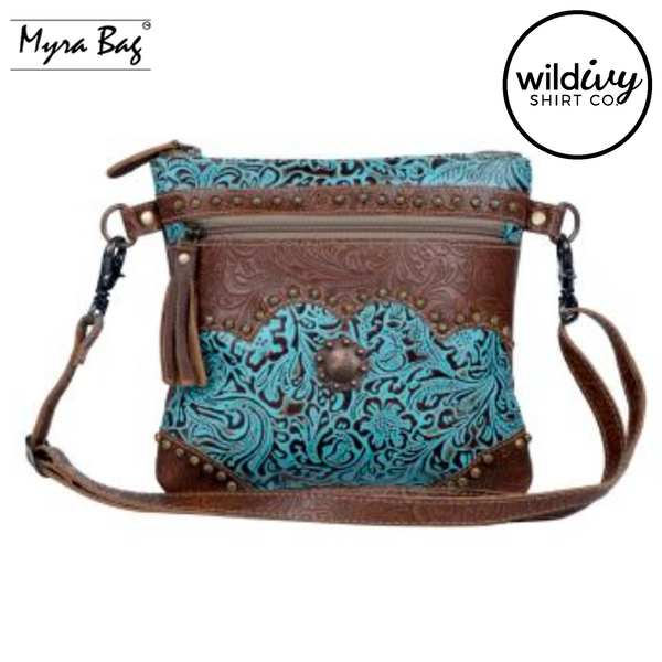 MYRA BAG: Azure aesthetic Leather & Hair On Bag