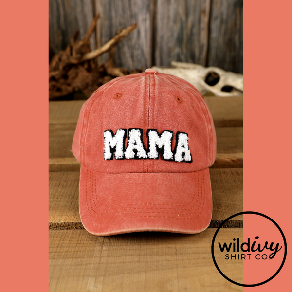 Orange Distressed Mama Hat