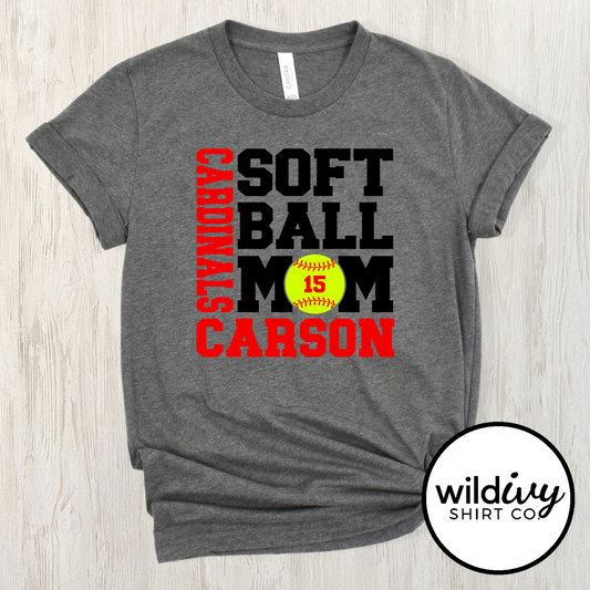 CUSTOM PLAYER & NUMBER Softball Mom