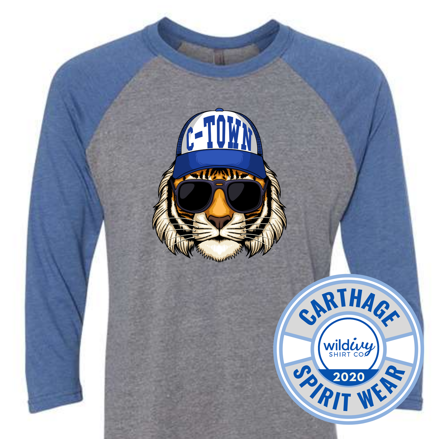Carthage C-Town Tiger Next Level Unisex Tri-Blend Raglan