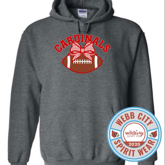 Cardinals Plaid Football Bow