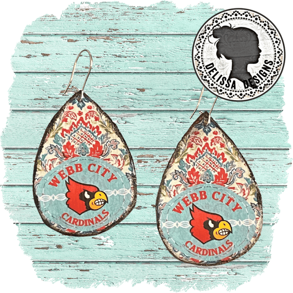 Floral Webb City Cardinals Earrings